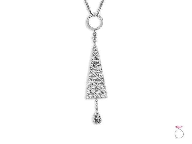 Diamond .53ct 18K White Blackened Gold Dangle Cone Pendant