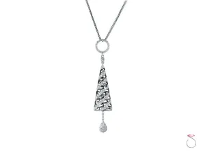 Diamond .53ct 18K White Blackened Gold Dangle Cone Pendant