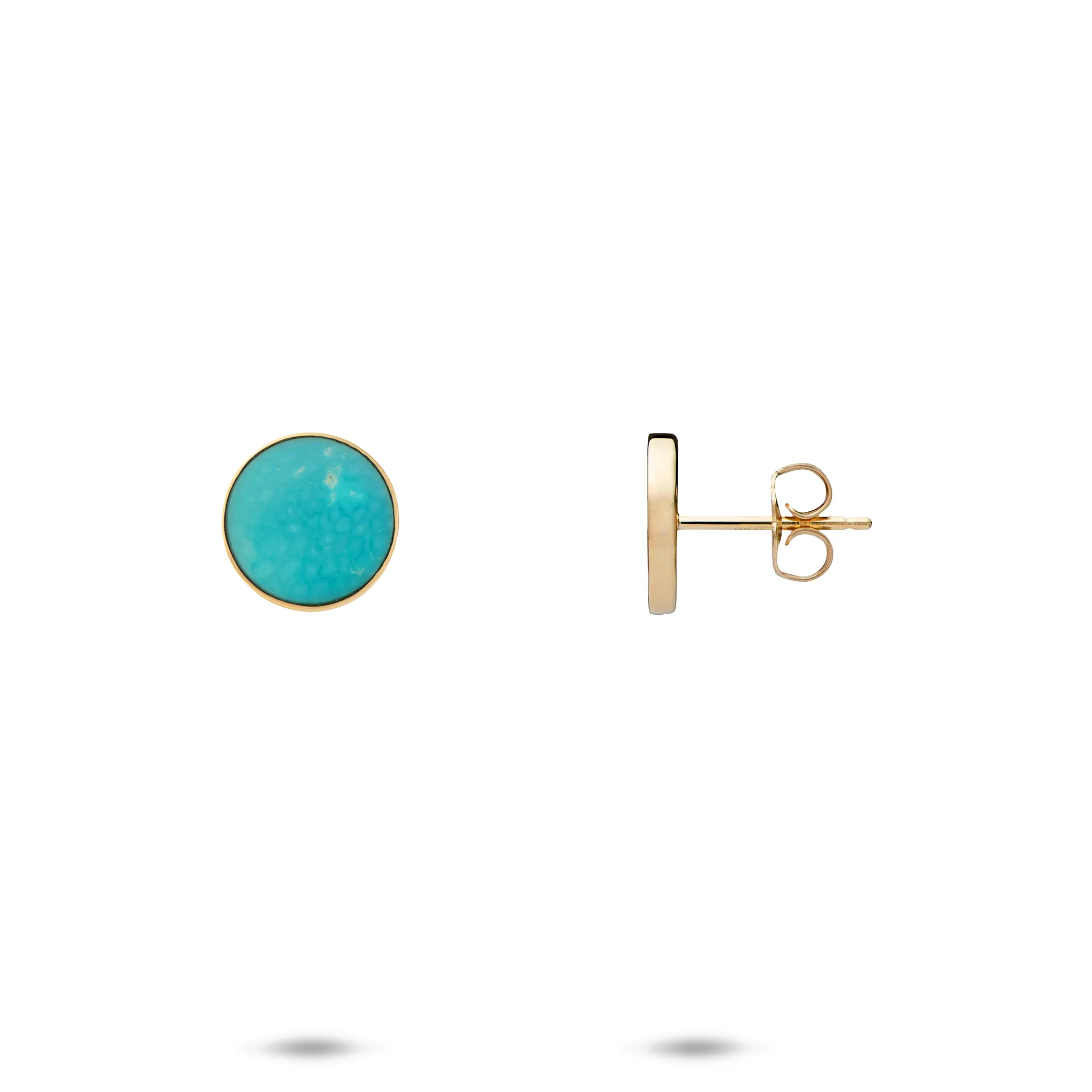 Eclipse Turquoise Earrings in Gold - 9mm