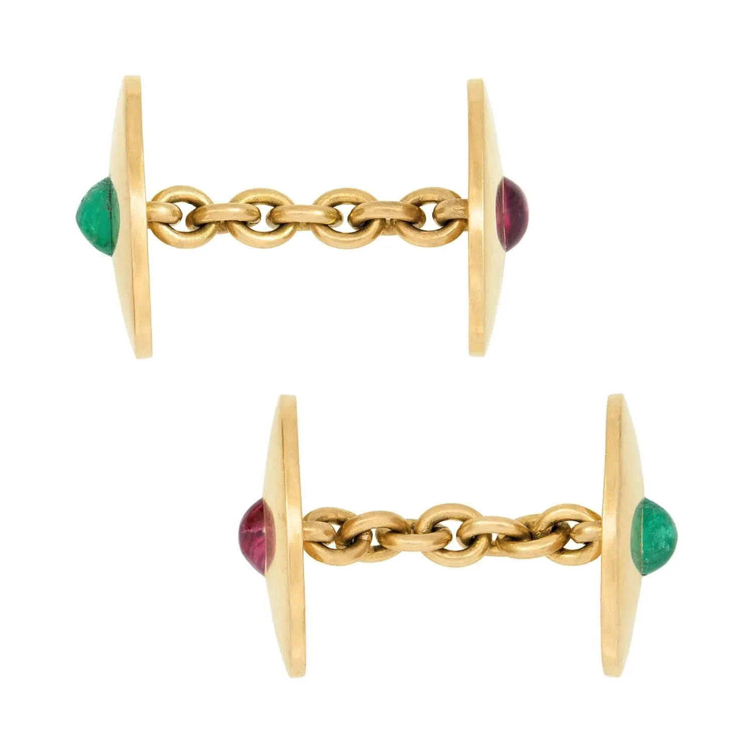 Edwardian 18k Emerald and Ruby Cufflinks
