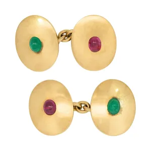 Edwardian 18k Emerald and Ruby Cufflinks