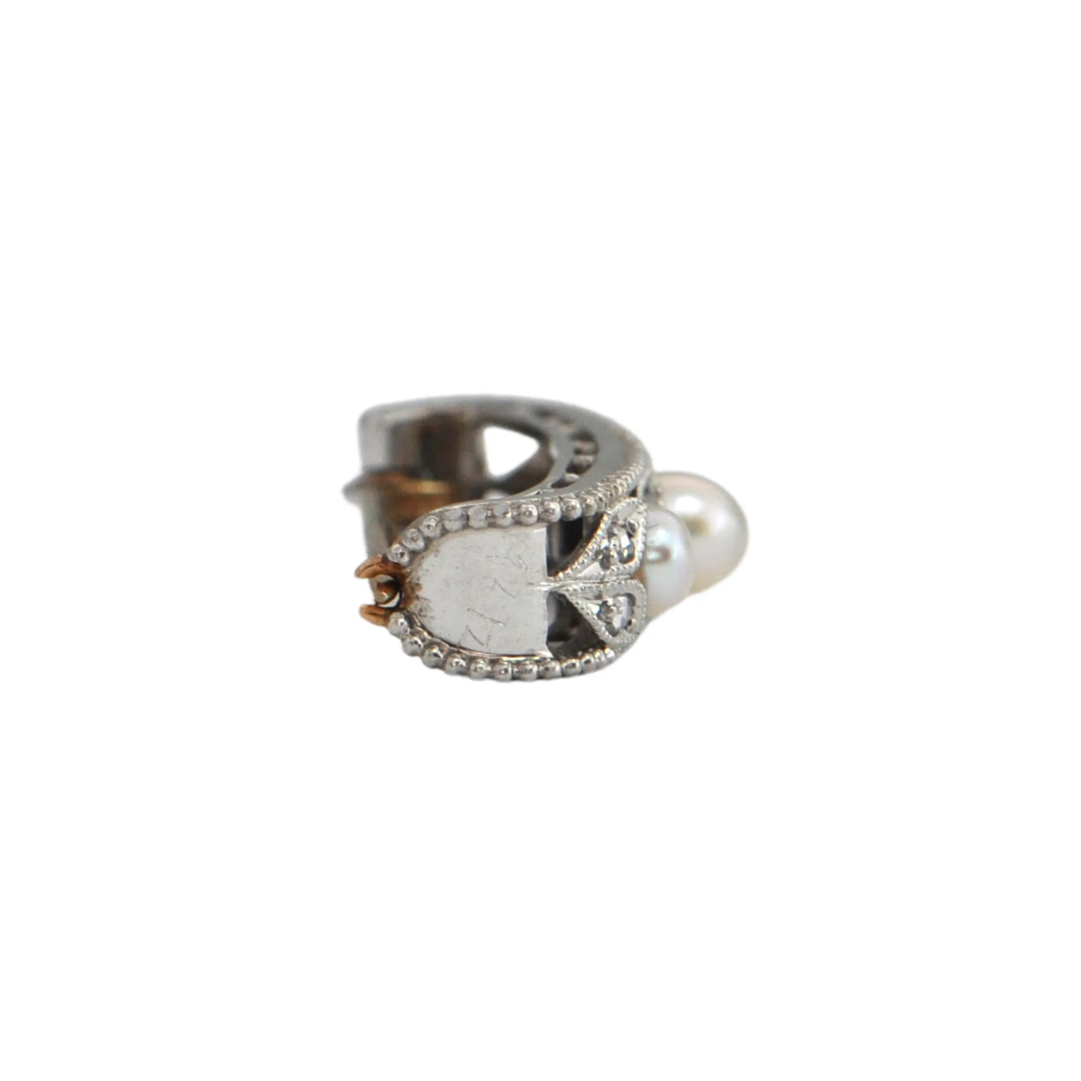 Edwardian Pearl and Diamond 18k Gold Pearl Shortener