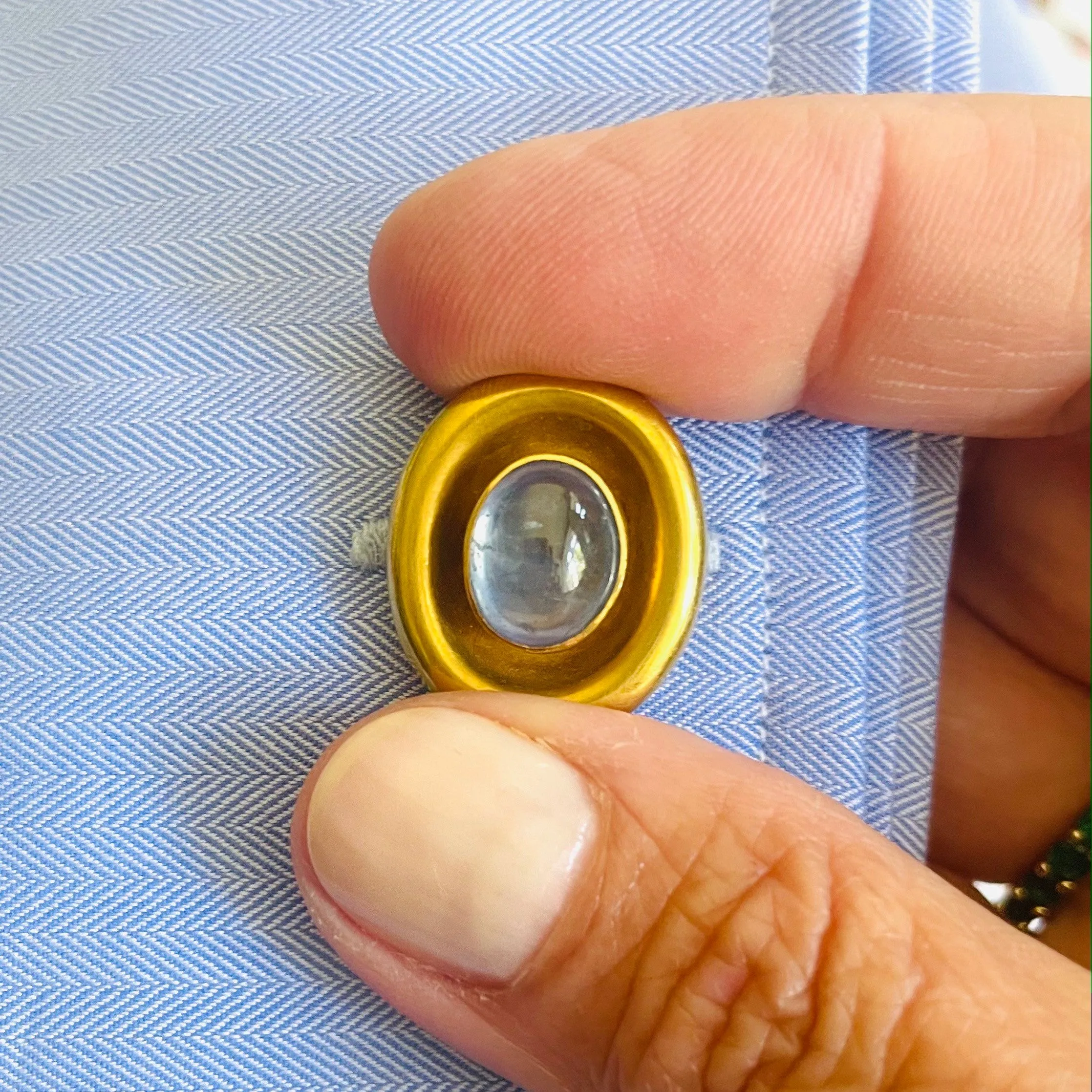 Elisabeth Treskow German 1950s 18KT Yellow Gold Sapphire Cufflinks