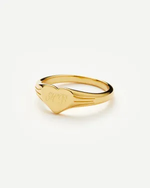 Engravable Heart Signet Ring | 18k Gold Vermeil