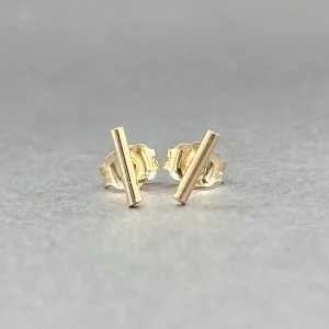 Estate 10K Y Gold Bar Stud Earrings
