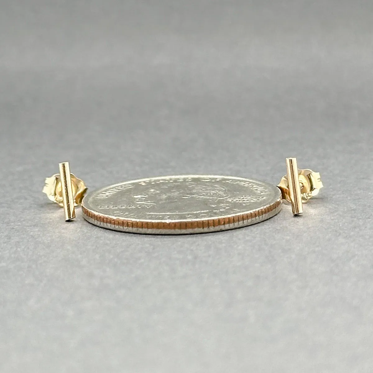 Estate 10K Y Gold Bar Stud Earrings