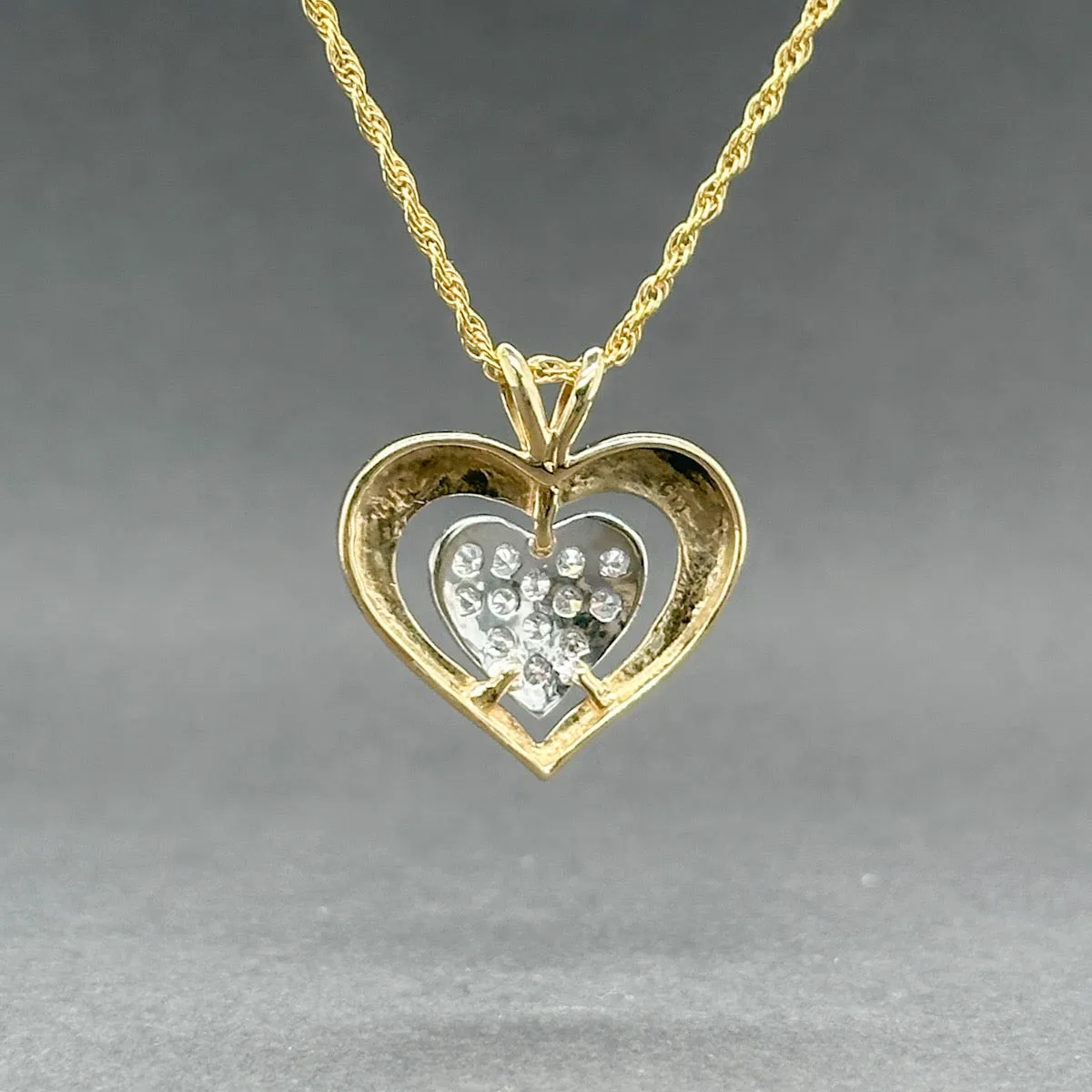 Estate 14K TT Gold 0.17ctw Diamond Heart Pendant