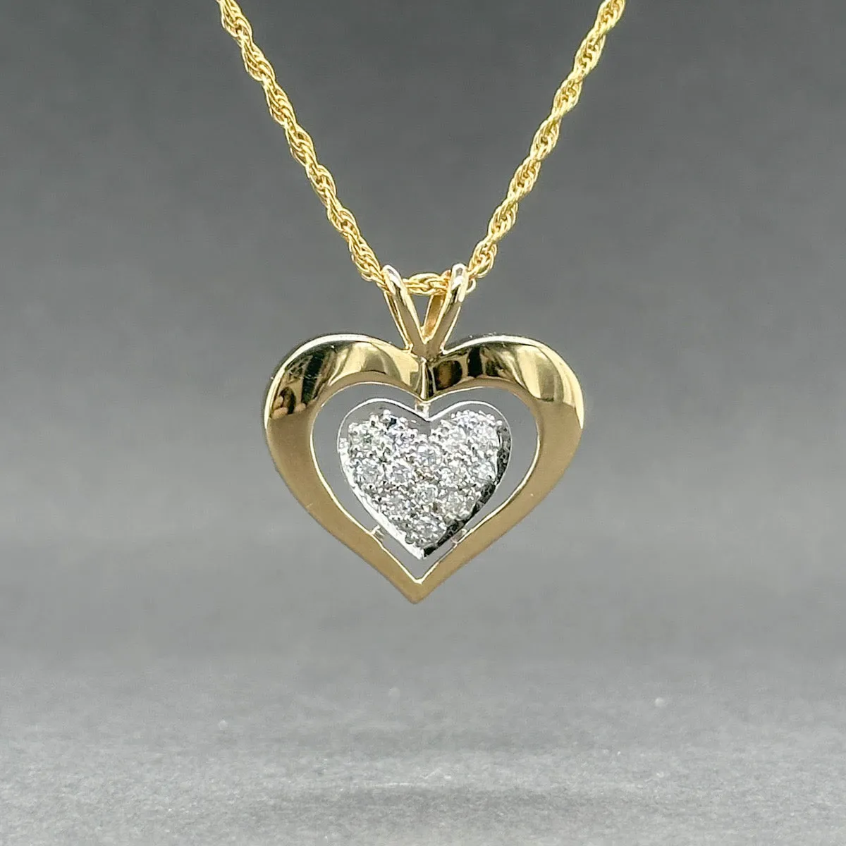 Estate 14K TT Gold 0.17ctw Diamond Heart Pendant