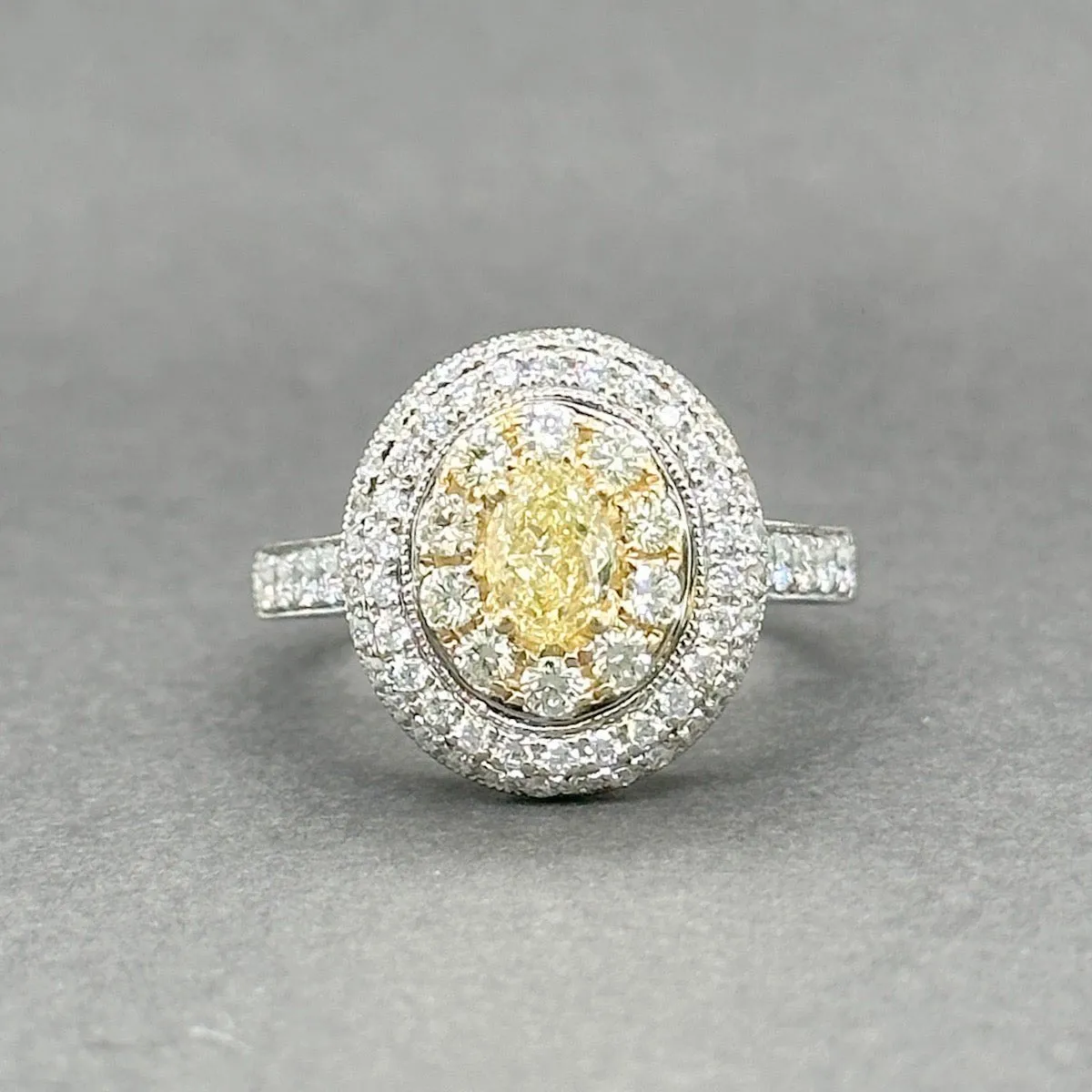 Estate 14K TT Gold 1.37ctw Fancy Yellow-G-L/VS1-SI2 Diamond Ring