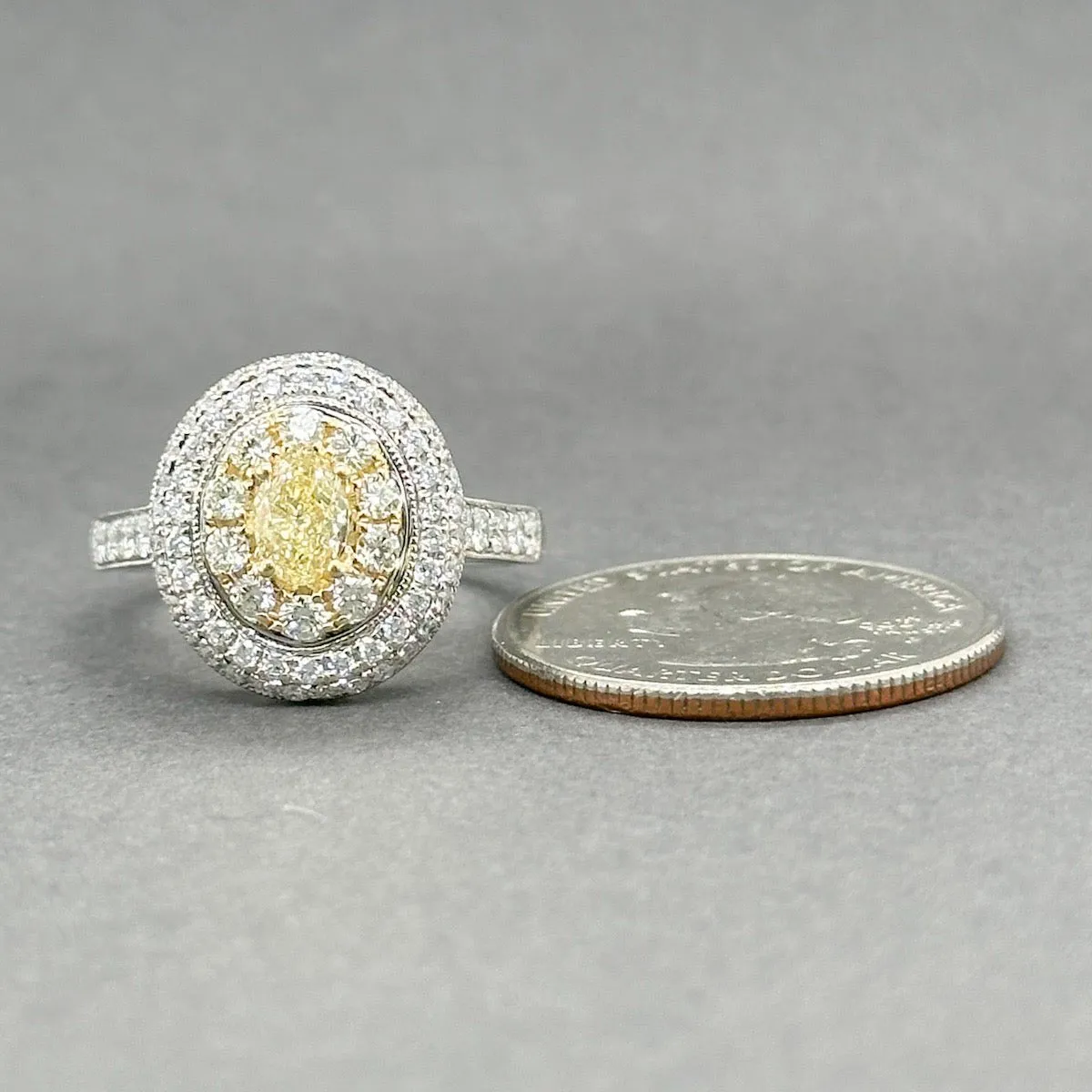 Estate 14K TT Gold 1.37ctw Fancy Yellow-G-L/VS1-SI2 Diamond Ring