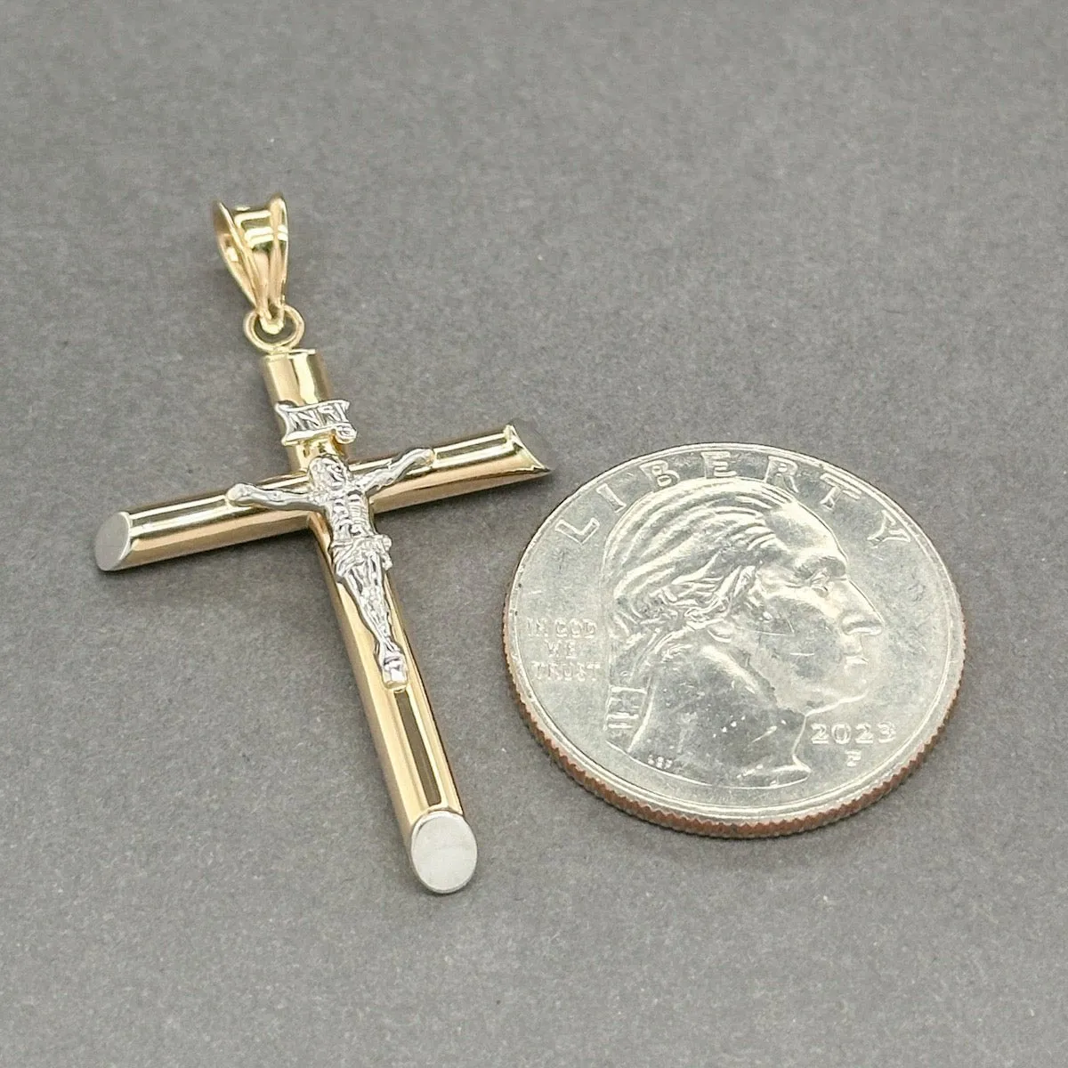 Estate 14K TT Gold Hollow Crucifix Pendant
