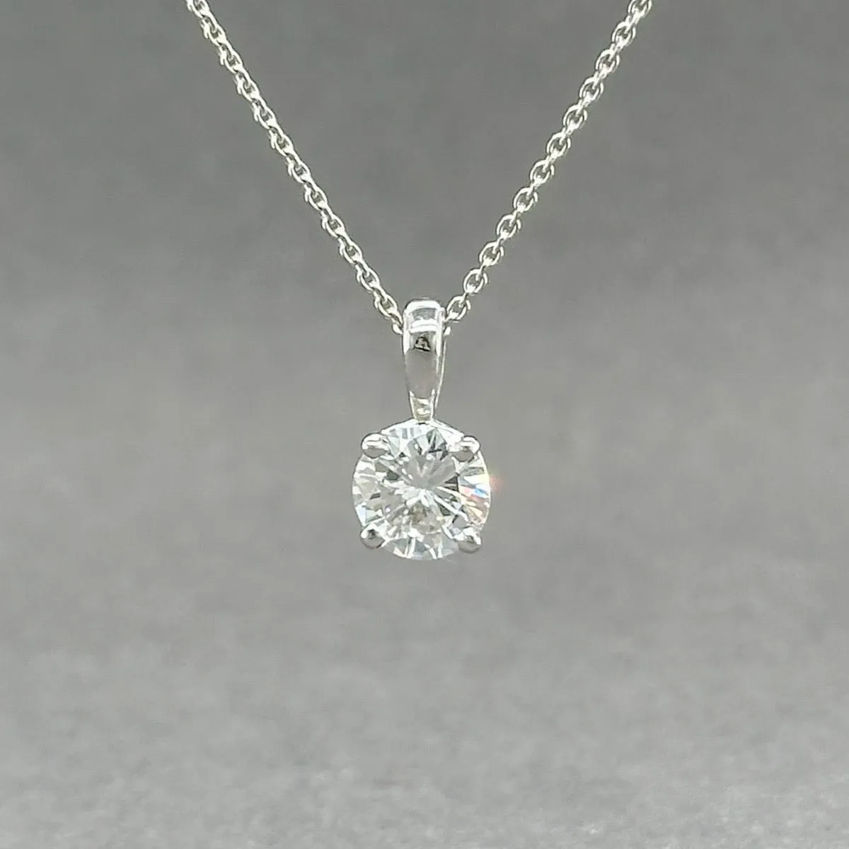Estate 14K W Gold 0.74ct D/VS1 Diamond Pendant GIA
