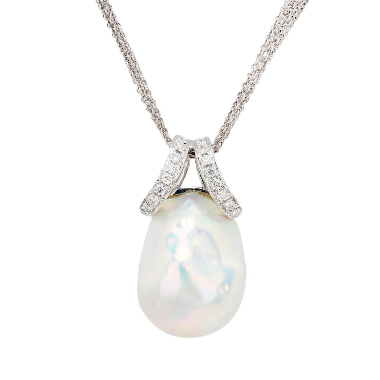 Estate 18k Pearl and Diamond Pendant Necklace