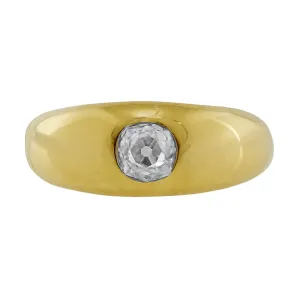Estate Yellow Gold European Cut Diamond Ring