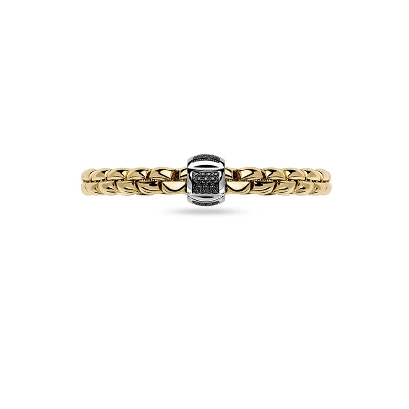 FOPE 'EKA' 18CT YELLOW GOLD AND 18CT WHITE GOLD BLACK DIAMOND RHONDEL FLEX'IT BRACELET