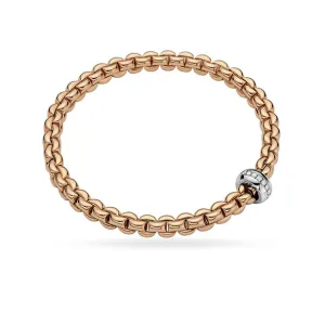 FOPE" EKA"  18CT ROSE & WHITE GOLD PAVE DIAMOND FLEXT BRACELET MEDIUM SIZE