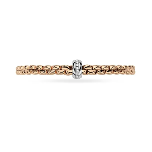 FOPE" EKA"  18CT ROSE & WHITE GOLD PAVE DIAMOND FLEXT BRACELET MEDIUM SIZE