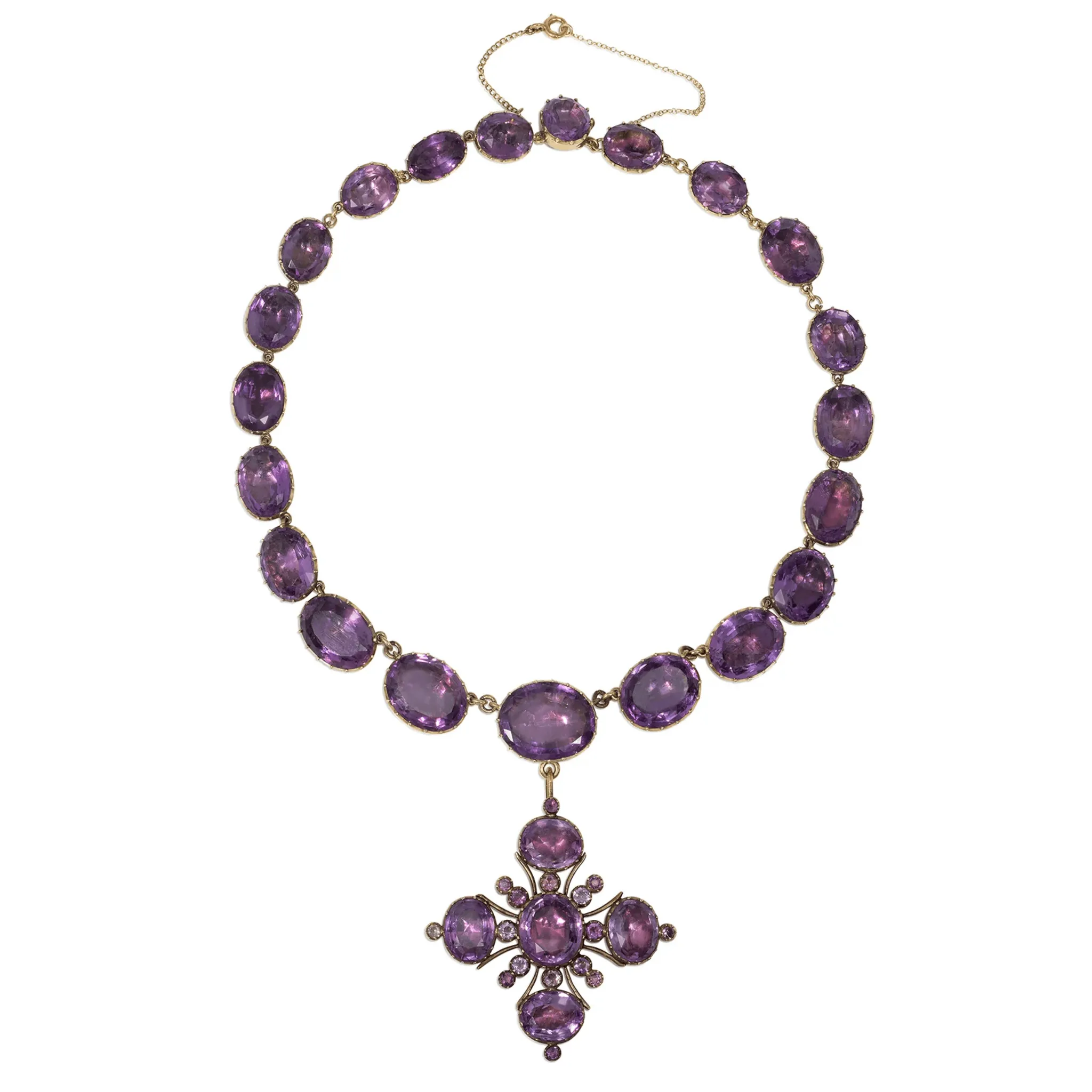 Georgian 14KT Yellow Gold Amethyst Rivire Necklace