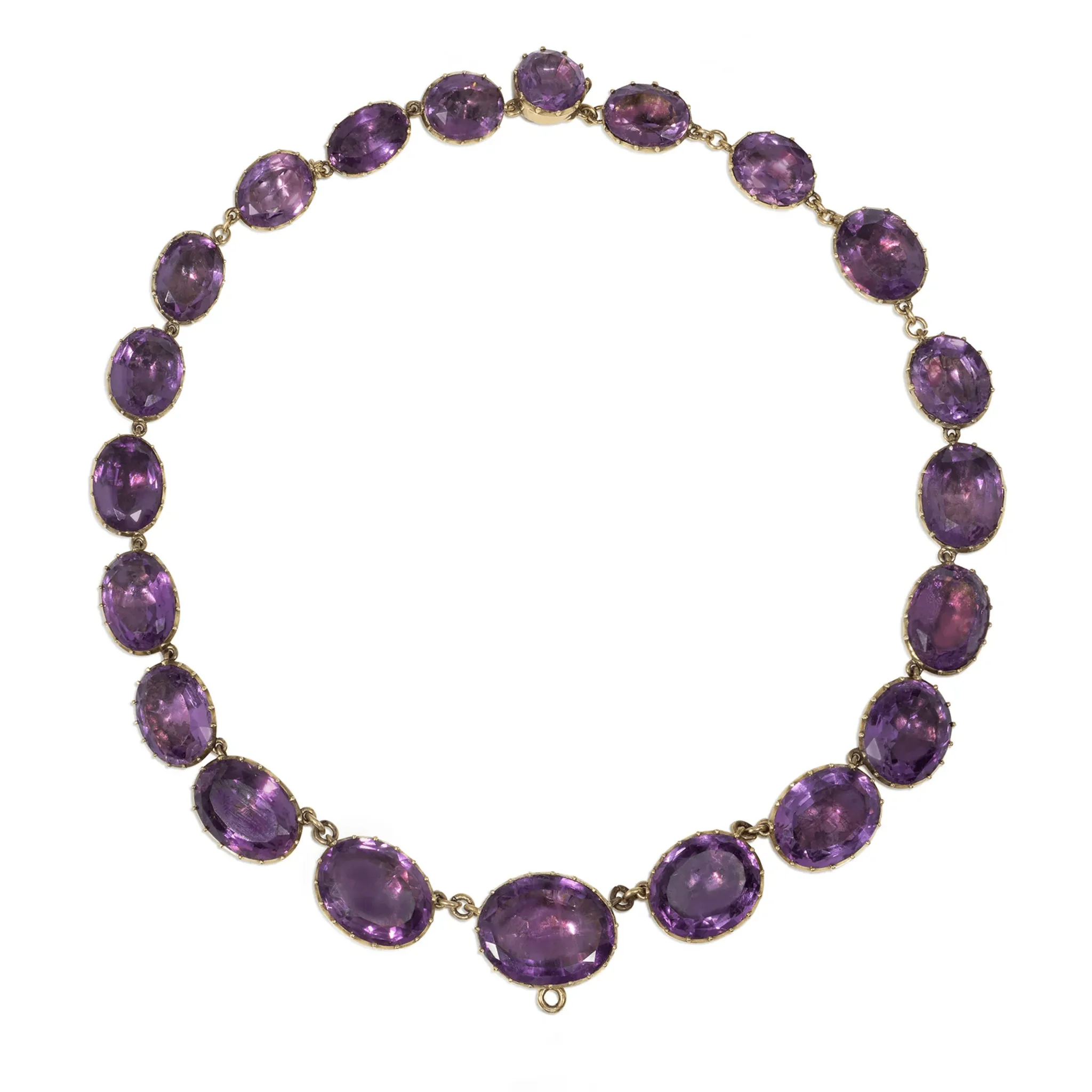 Georgian 14KT Yellow Gold Amethyst Rivire Necklace