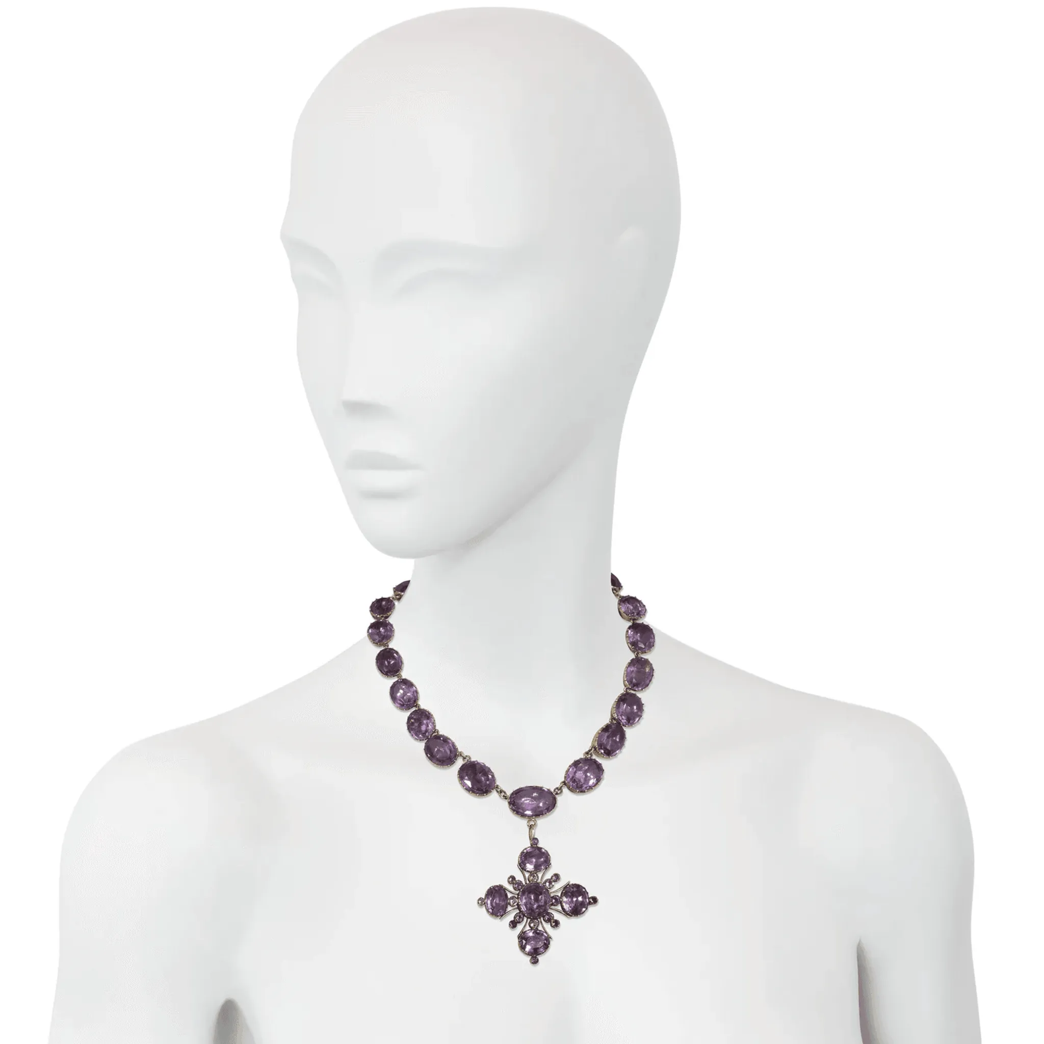 Georgian 14KT Yellow Gold Amethyst Rivire Necklace