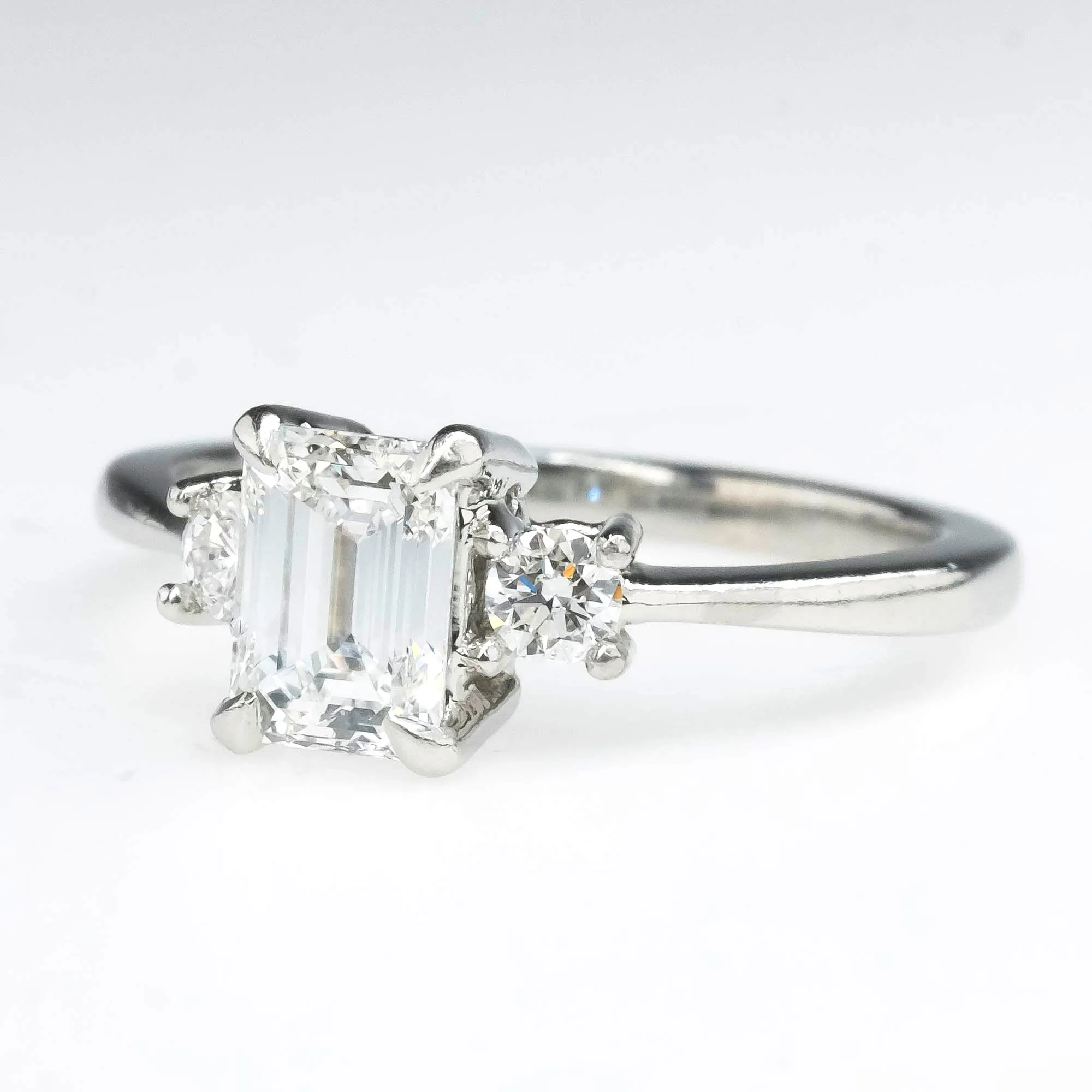 GIA 0.60ct VVS1/E Emerald Diamond Accented Engagement Ring in Platinum
