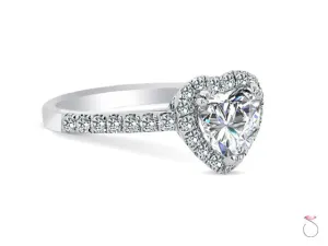Heart Shaped Diamond Halo Engagement Ring 1.49 ctw. in 18K