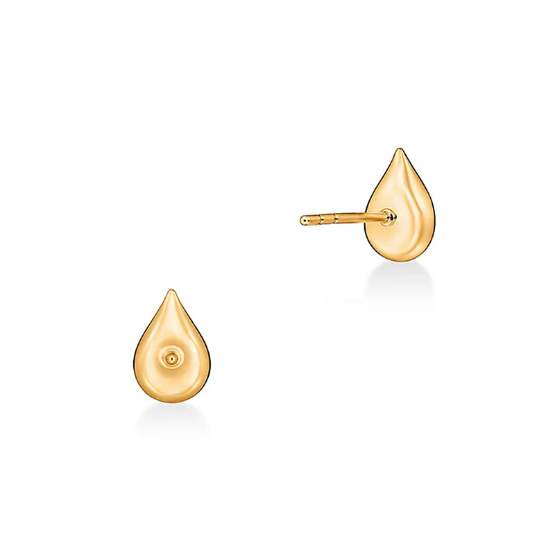HEARTS ON FIRE 'LU' 18CT YELLOW GOLD DIAMOND DROPLET STUD EARRINGS