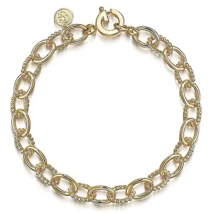 Hollow Tube Bujukan Link Bracelet, 7.5" - 14K Yellow Gold