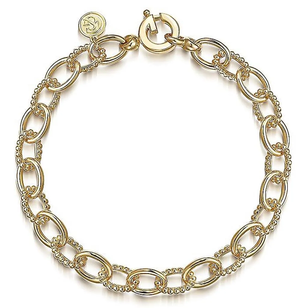 Hollow Tube Bujukan Link Bracelet, 7.5" - 14K Yellow Gold