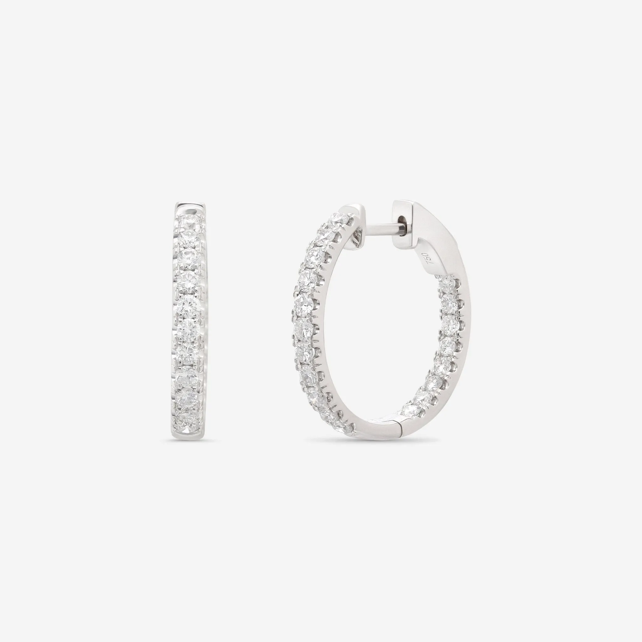 Ina Mar 18K White Gold Diamond Hoop Earrings AER-17279