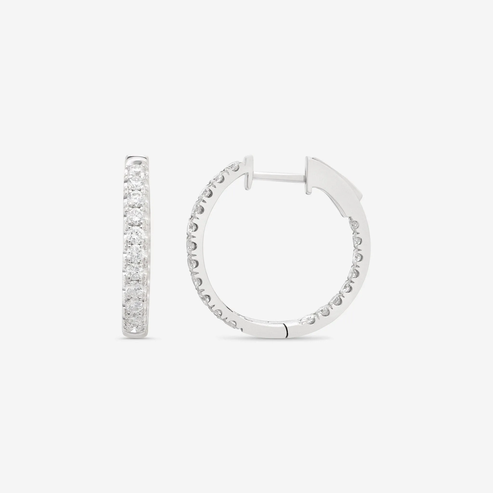 Ina Mar 18K White Gold Diamond Hoop Earrings AER-17279
