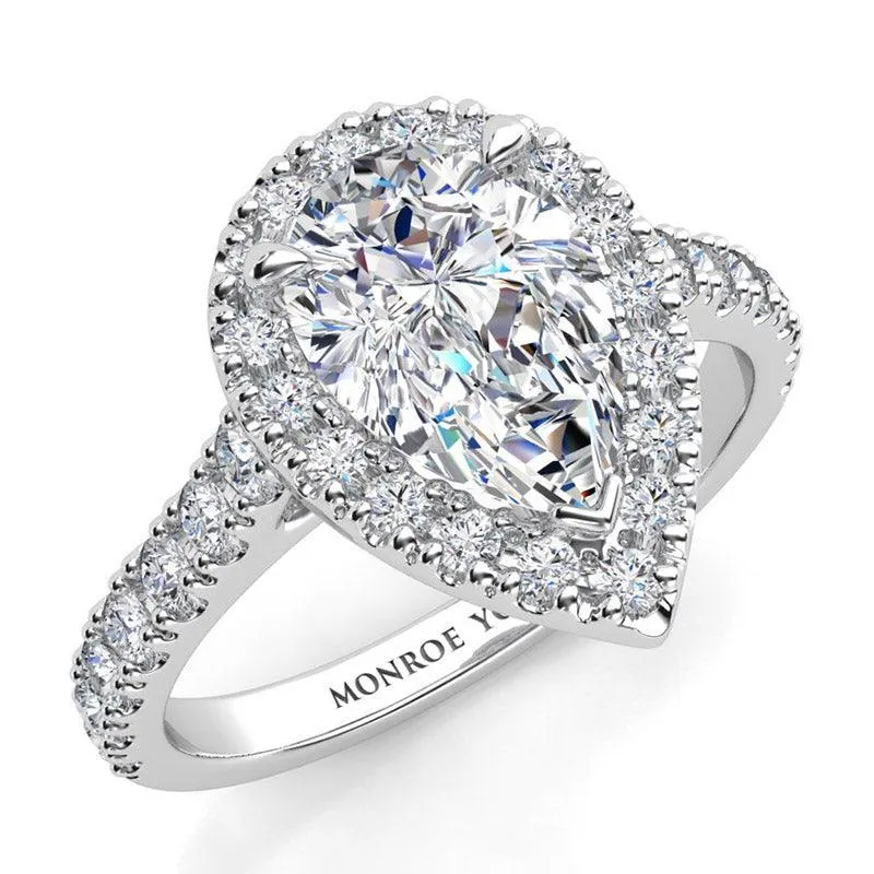 Iris - Pear Diamond Halo Engagement Ring