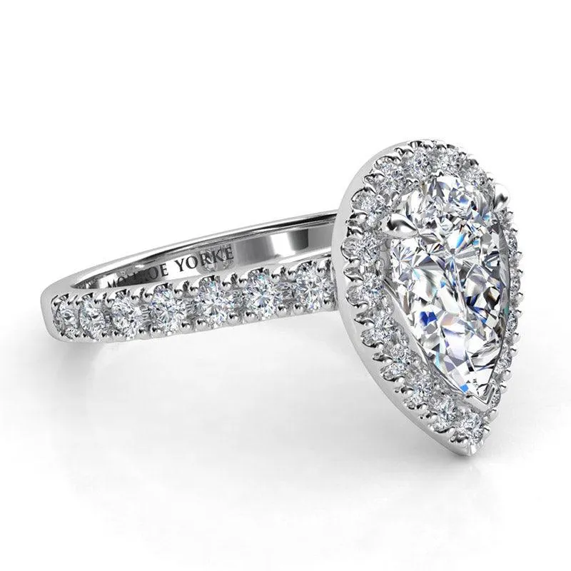 Iris - Pear Diamond Halo Engagement Ring