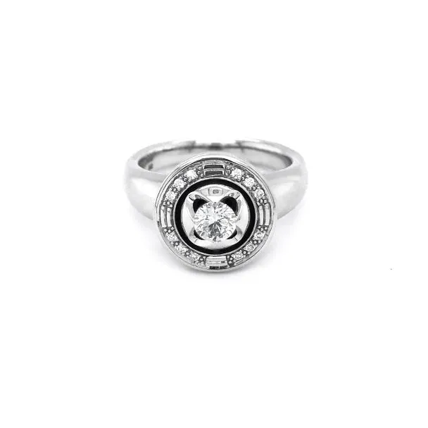 JORG HEINZ 'MAGIC' 18CT WHITE GOLD BLACK AND WHITE DIAMOND RING