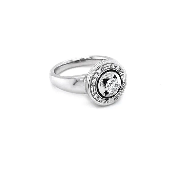 JORG HEINZ 'MAGIC' 18CT WHITE GOLD BLACK AND WHITE DIAMOND RING