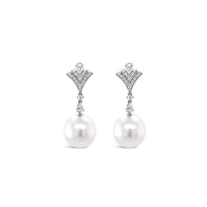 KAILIS 18CT WHITE GOLD "CHARLESTON" SOUTH SEA PEARL DROP EARRINGS