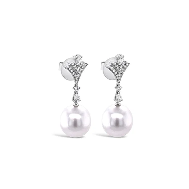 KAILIS 18CT WHITE GOLD "CHARLESTON" SOUTH SEA PEARL DROP EARRINGS