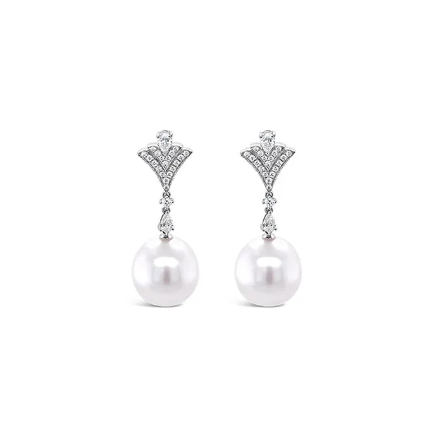 KAILIS 18CT WHITE GOLD "CHARLESTON" SOUTH SEA PEARL DROP EARRINGS