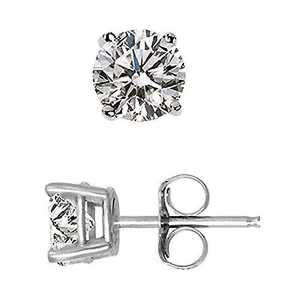 Ladies White Gold Stud Diamond Earrings 1.45ct. T.W.