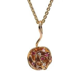 Louis Vuitton Flower Diamond Pink Sapphire Yellow Gold Necklace