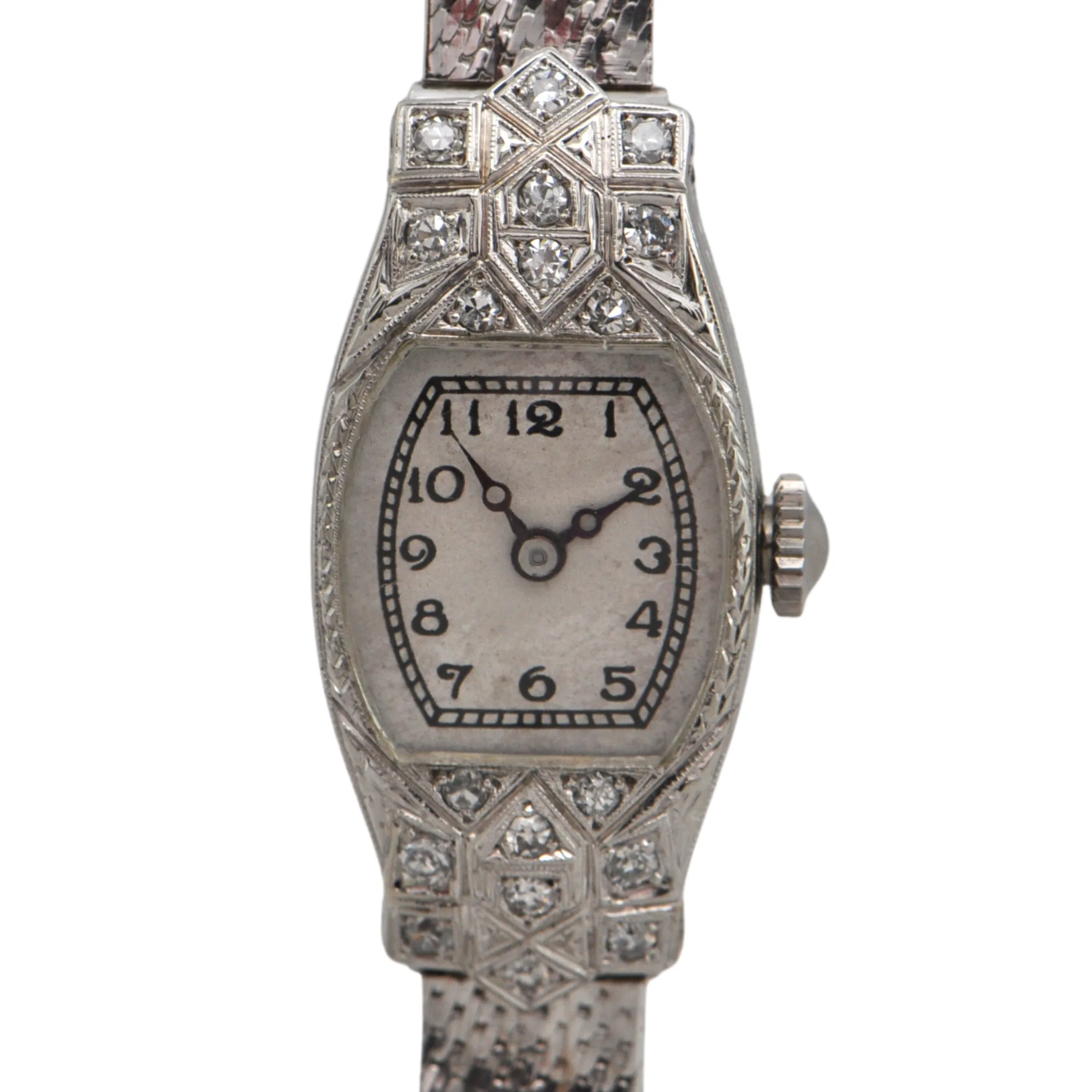 Mid-Century French Ladies Diamond 18K Gold  Dinner Watch - Rolex Movement