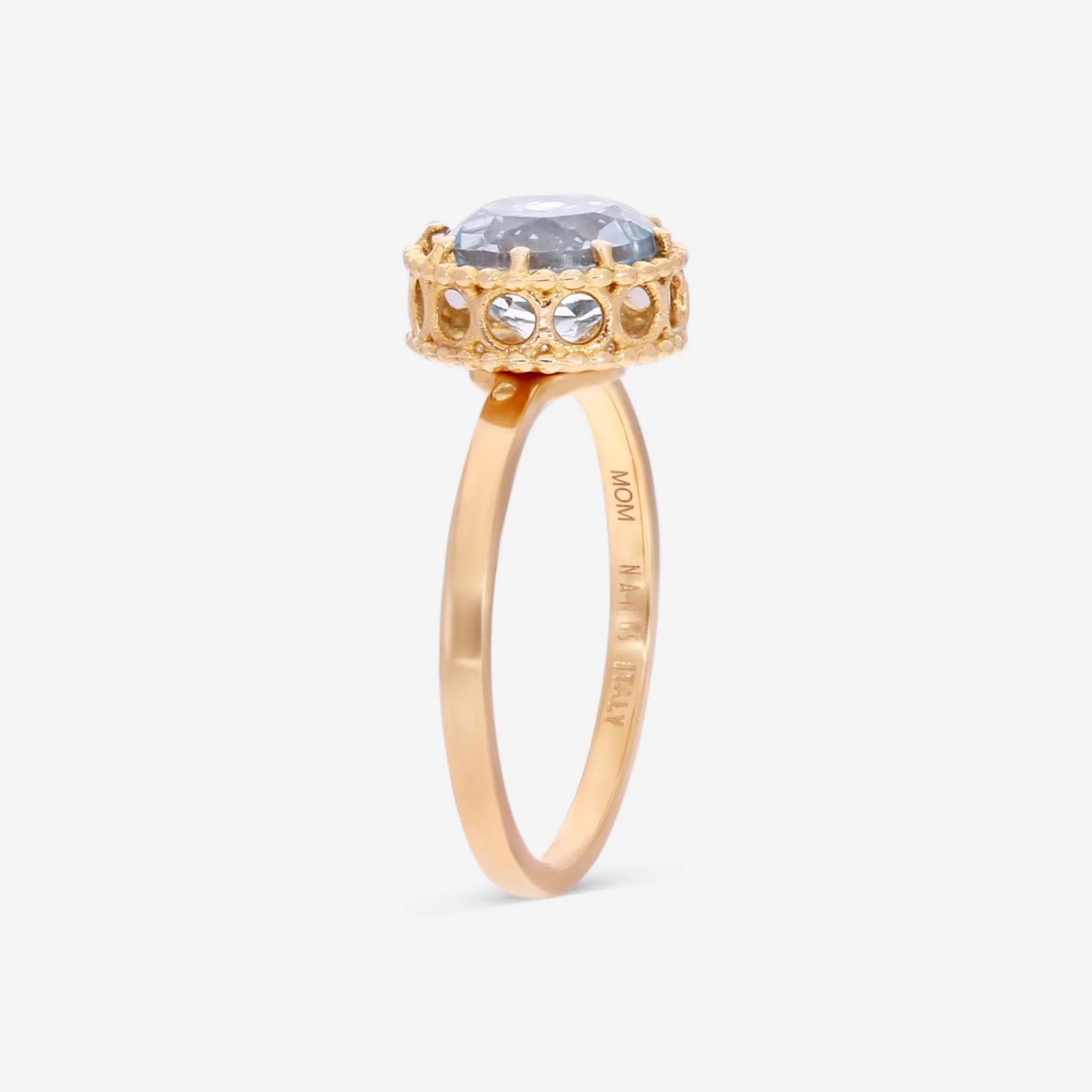 Nanis 18K Yellow Gold Blue Topaz Statement Ring Sz. 7.25 AH24-560