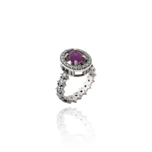 Natural No Heat Burma Pink Sapphire   Diamond Ring
