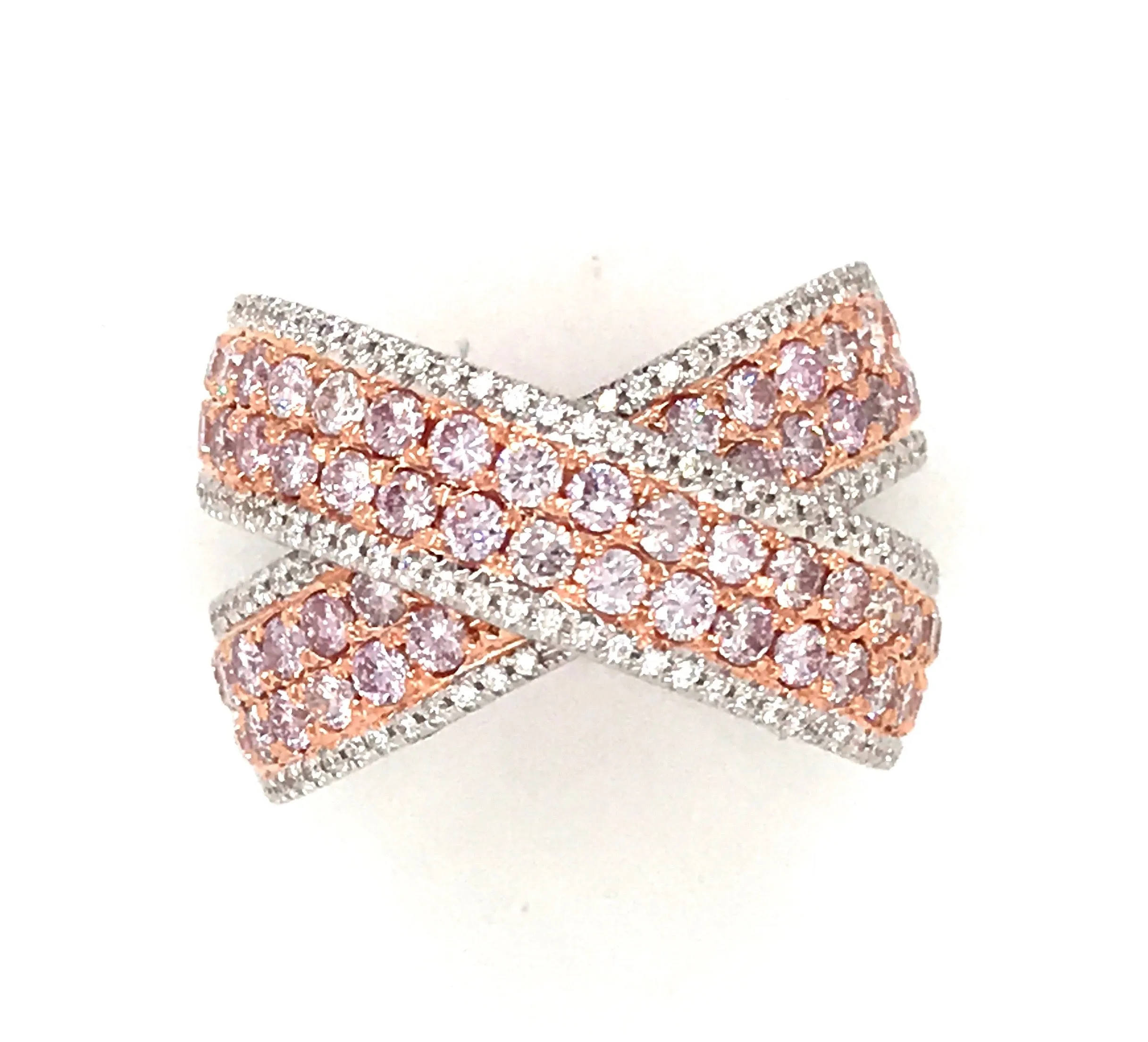 Pav Pink and White Diamond Wide 'X' Eternity Band
