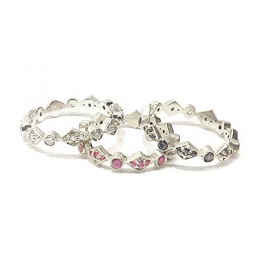 Pave' Pink Sapphire Thin Eternity Band
