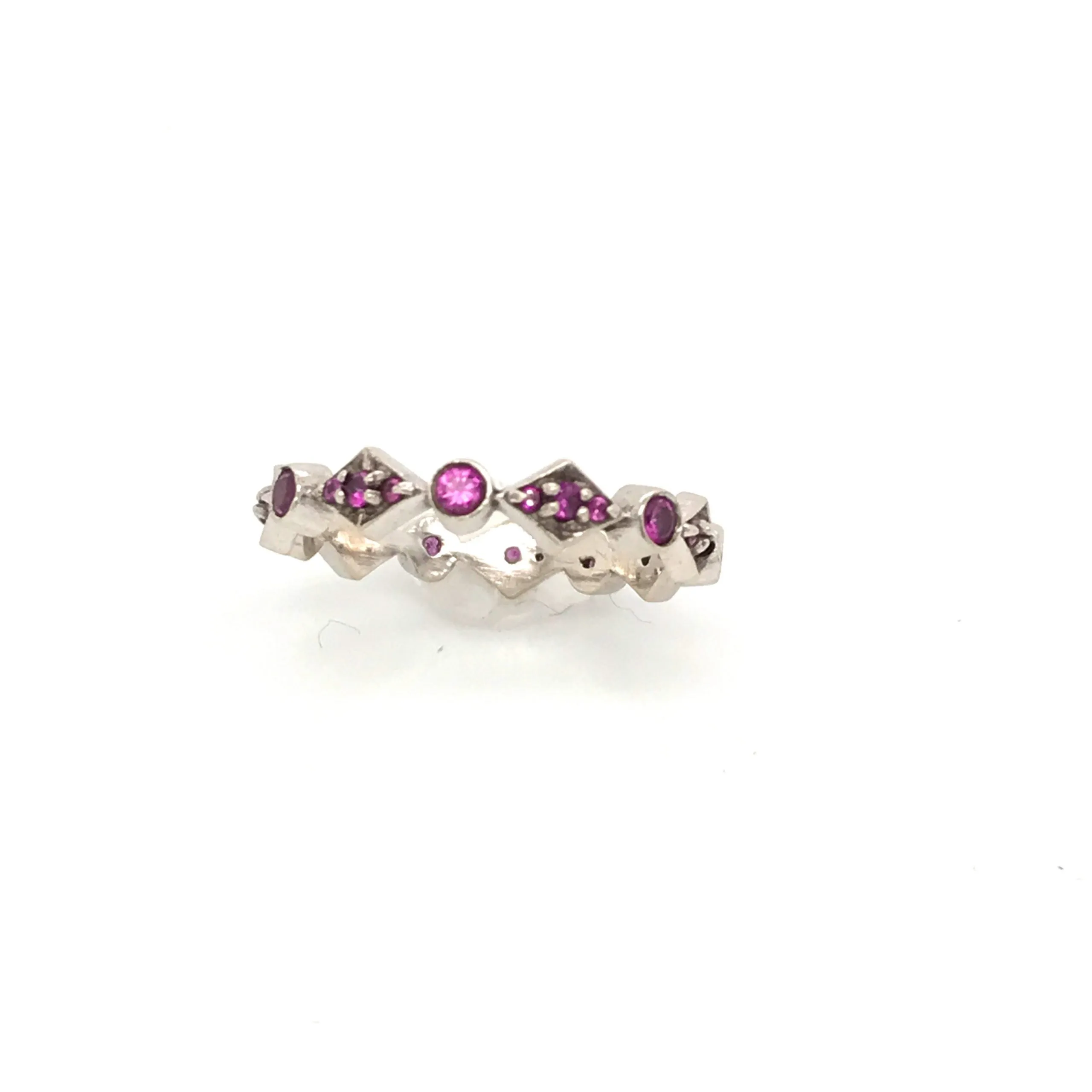 Pave' Pink Sapphire Thin Eternity Band