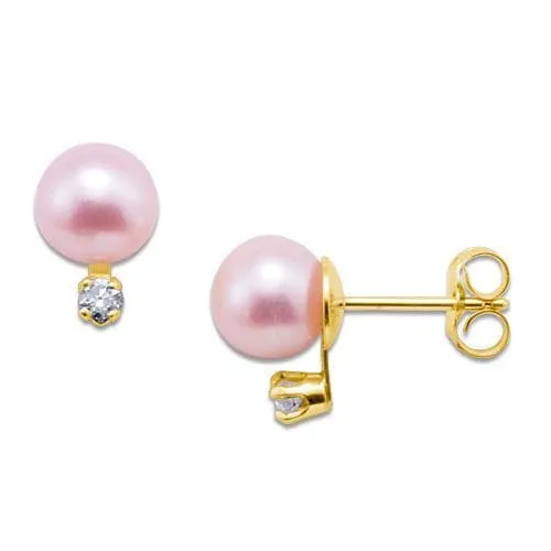 Pick A Pearl Earrings in Gold with Diamonds
