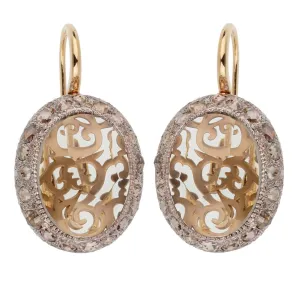 Pomellato 14.3 Carat Prasiolite Diamond Rose Gold Drop Earrings