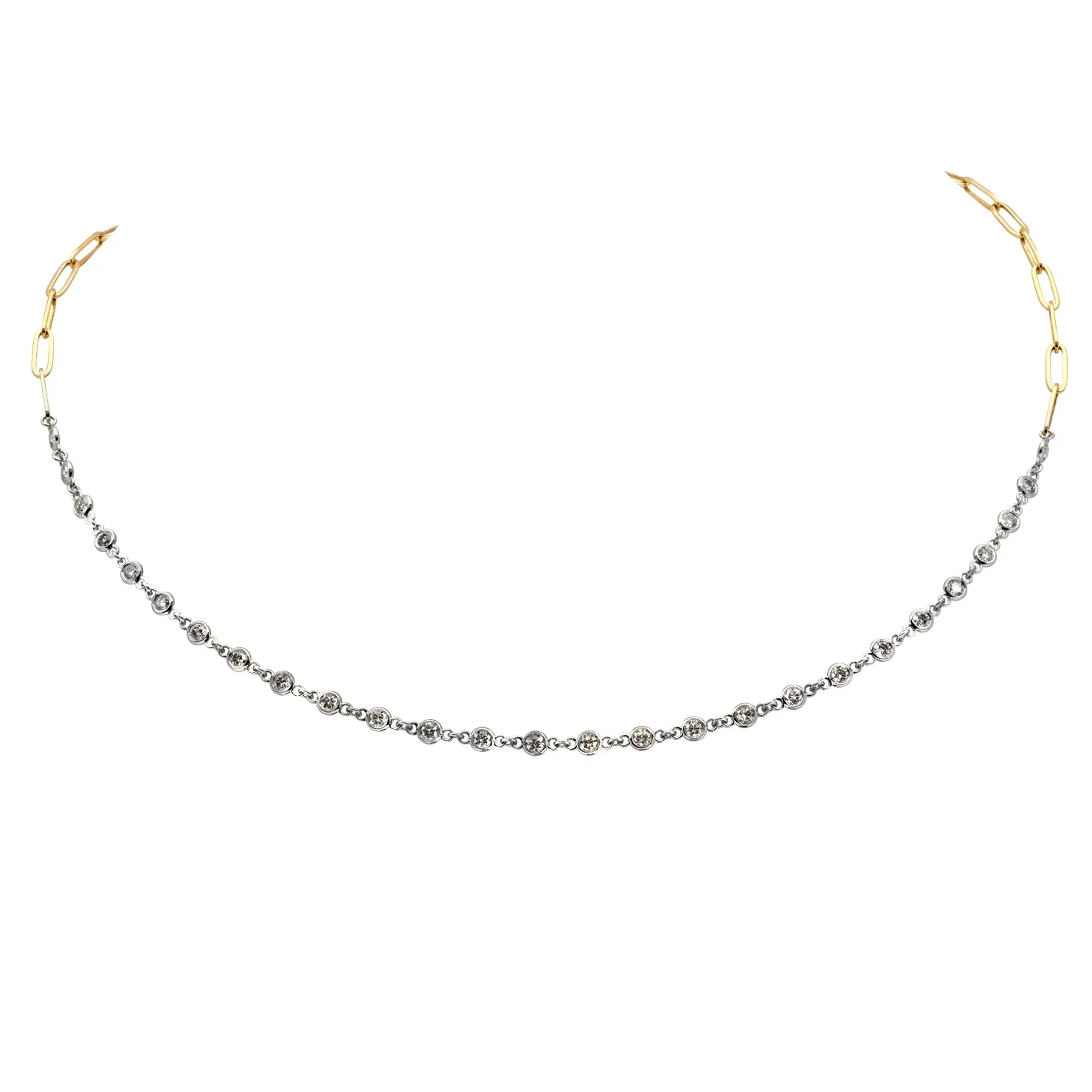 Post-1980s 14KT White & Yellow Gold Diamond Necklace