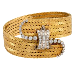 Serafino Brevetto Italian diamond 18k yellow gold buckle bracelet